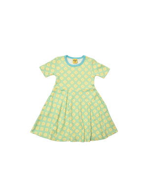SECONDS - DUNS Sweden Clover - Green Ash Short Sleeve Skater Dress - Size 12-18 Months (86cm)