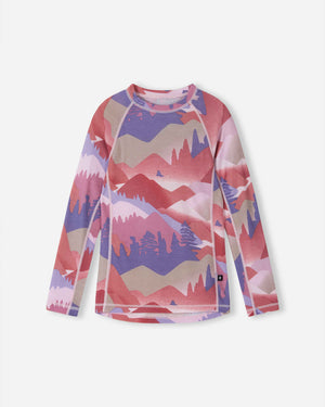 Taitoa Wool-Lyocell Blend Base Layer Set - Grey Pink - Print