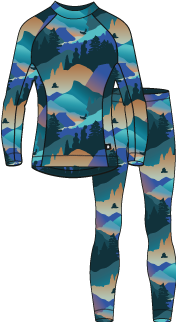Taitoa Wool-Lyocell Blend Base Layer Set - Navy - Print