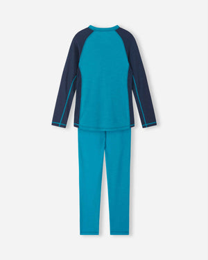 Taitoa Wool-Lyocell Blend Base Layer Set - Aquatic Blue - Solid