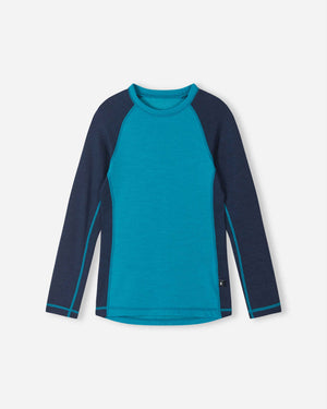 Taitoa Wool-Lyocell Blend Base Layer Set - Aquatic Blue - Solid