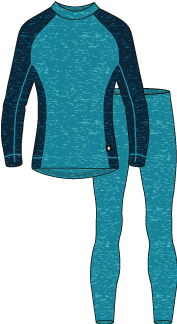Taitoa Wool-Lyocell Blend Base Layer Set - Aquatic Blue - Solid