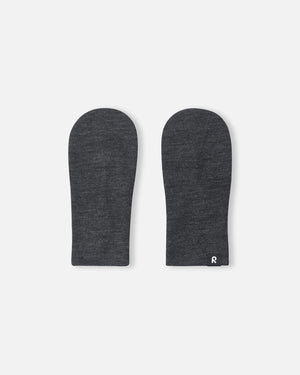 Eino Knit Wool Mittens - Black Melange