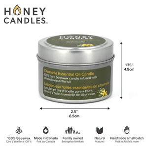 Honey Candles - Citronella Beeswax Candle Tin (single)