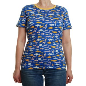 Adult's Fish - Blue Short Sleeve Shirt - 1 Left Size S-Duns Sweden-Modern Rascals