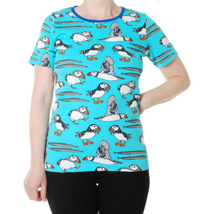 Adult's Puffins - Blue Atoll Short Sleeve Shirt - 1 Left Size XS-Duns Sweden-Modern Rascals