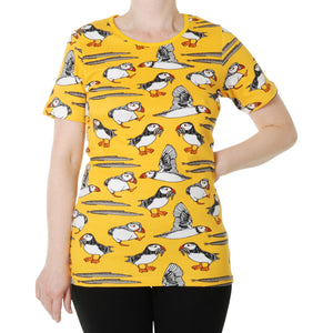 Adult's Puffins - Lemon Chrome Short Sleeve Shirt-Duns Sweden-Modern Rascals