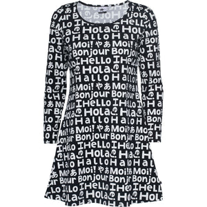 Adult's SUMU Tunic - Hello in Black and White-PaaPii-Modern Rascals
