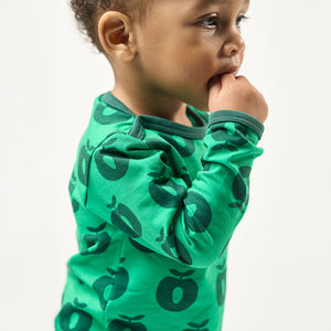 Apples Long Sleeve Onesie in Smafolk Green-Smafolk-Modern Rascals