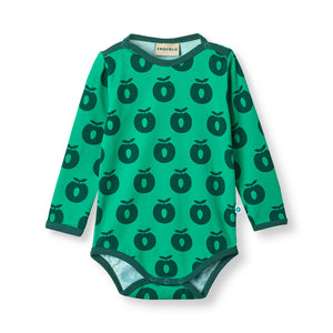Apples Long Sleeve Onesie in Smafolk Green-Smafolk-Modern Rascals