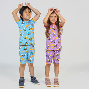 Bees Cycling Shorts in Blue Grotto - 1 Left Size 2-3 years-Smafolk-Modern Rascals