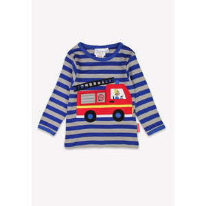 Blue Fire Engine Applique Long Sleeve Shirt - 2 Left Size 6-7 & 7-8 years-Toby Tiger-Modern Rascals