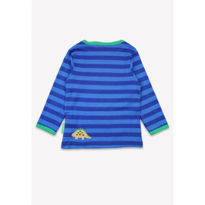 Blue Tonal Dinosaur Applique Long Sleeve Shirt - 2 Left Size 6-7 years-Toby Tiger-Modern Rascals