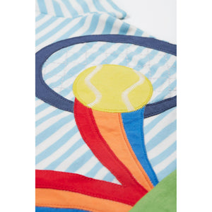 Bluebird Stripe / Tennis Penryn Panel T-Shirt - 1 Left Size 2-3 years-Frugi-Modern Rascals