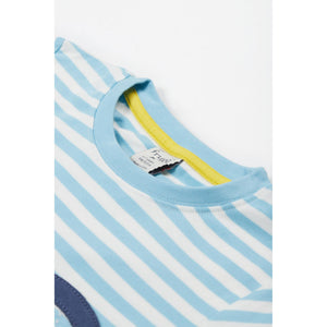 Bluebird Stripe / Tennis Penryn Panel T-Shirt - 1 Left Size 2-3 years-Frugi-Modern Rascals