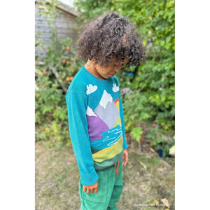 Blue/Mountain Scene Elwood Knitted Sweater - 2 Left Size 2-3 & 3-4 years-Frugi-Modern Rascals