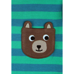 Brown Bear Pocket Applique Long Sleeve Shirt - 2 Left Size 5-6 & 7-8 years-Toby Tiger-Modern Rascals