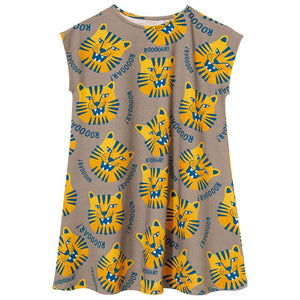 Brown Tigers Short Sleeve Casual Dress - 1 Left Size 6-8 years-KuKuKid-Modern Rascals