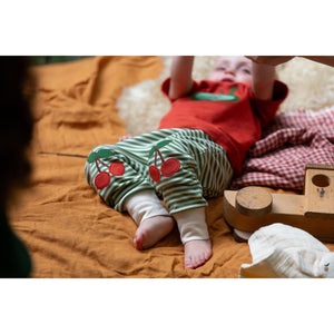 Cherry Knee Patch Striped Joggers-Little Green Radicals-Modern Rascals