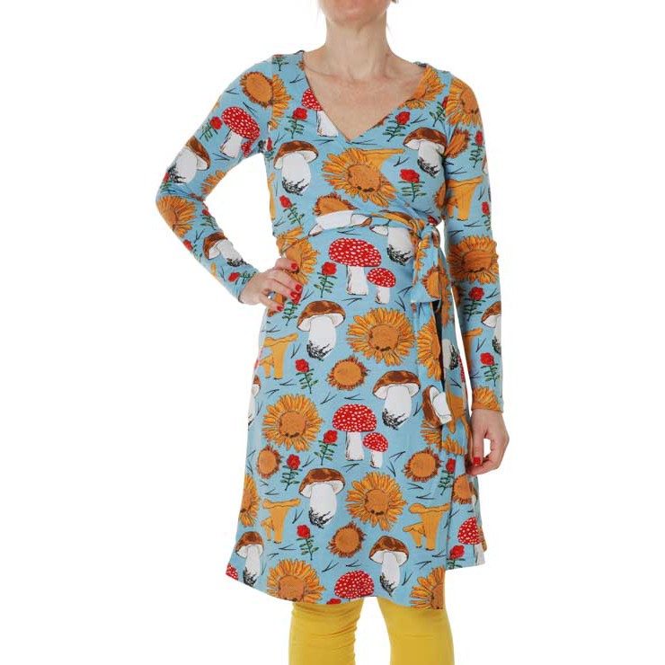DUNS Sweden Adult's Sunflower and Mushroom Long Sleeve Wrap Dress - 1 Left Size M-Warehouse Find-Modern Rascals