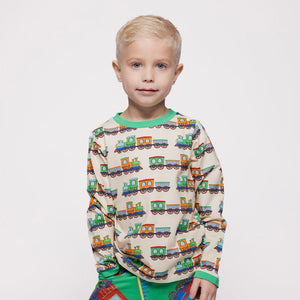 Elstar Long Sleeve Shirt with Trains - 2 Left Size 4-5 & 7-8 years-Smafolk-Modern Rascals