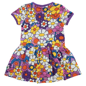 Flowers Short Sleeve Dress in Viola - 1 Left Size 9-10 years-Smafolk-Modern Rascals