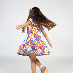 Flowers Short Sleeve Dress in Viola-Smafolk-Modern Rascals