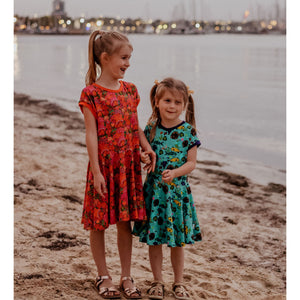 Forest Shrooms Short Sleeve Dress-Uddevalla Barn-Modern Rascals