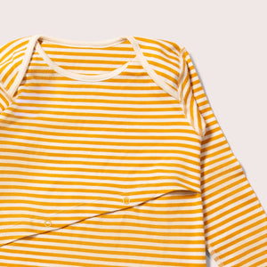 Gold Striped Easy Feeding Adaptive Long Sleeve Onesie-Little Green Radicals-Modern Rascals