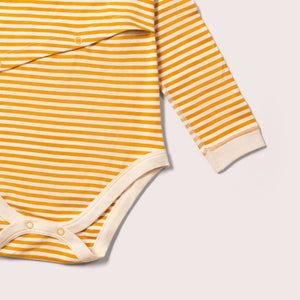 Gold Striped Easy Feeding Adaptive Long Sleeve Onesie-Little Green Radicals-Modern Rascals