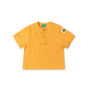 Golden Ochre Short Sleeved Henley Top-Little Green Radicals-Modern Rascals