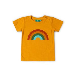 Golden Rainbow Short Sleeve Popper T-Shirt - 1 Left Size 4-5 years-Little Green Radicals-Modern Rascals