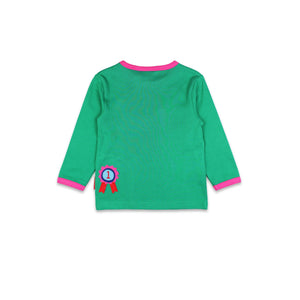 Green Horse Applique Long Sleeve Shirt - 1 Left Size 5-6 years-Toby Tiger-Modern Rascals