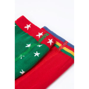 Green Robin/Berry Red Norah Tights - 2 Pack-Frugi-Modern Rascals