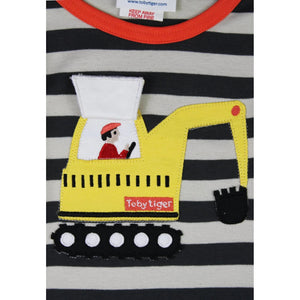 Grey Digger Applique Long Sleeve Shirt - 2 Left Size 6-7 & 7-8 years-Toby Tiger-Modern Rascals
