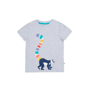 Grey Marl / Lemur Carsen Applique T-Shirt - 1 Left Size 7-8 years-Frugi-Modern Rascals