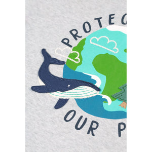 Grey Marl / Protect Your Planet Adventure Applique - 1 Left Size 2-3 years-Frugi-Modern Rascals