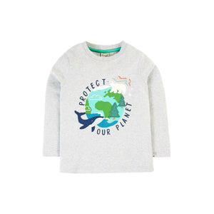 Grey Marl / Protect Your Planet Adventure Applique - 1 Left Size 2-3 years-Frugi-Modern Rascals