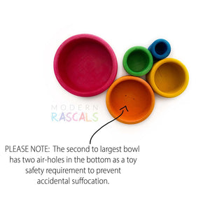 Grimm's Stacking Bowls in Rainbow with a Red Outside-Grimms-Modern Rascals