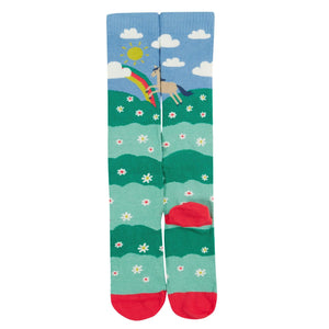 Horse Hygge High Knee Socks - 2 Pack - 1 Left Size 4-6 years-Frugi-Modern Rascals