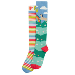 Horse Hygge High Knee Socks - 2 Pack-Frugi-Modern Rascals