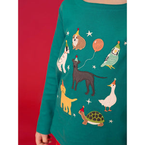 Hut Green / Paw-Ty Anna Applique Top-Frugi-Modern Rascals