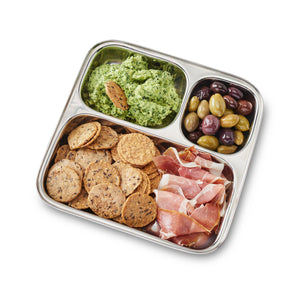 Large 3-Section Square Plate | Stainless Steel Divided Tray-Dalcini Stainless-Modern Rascals