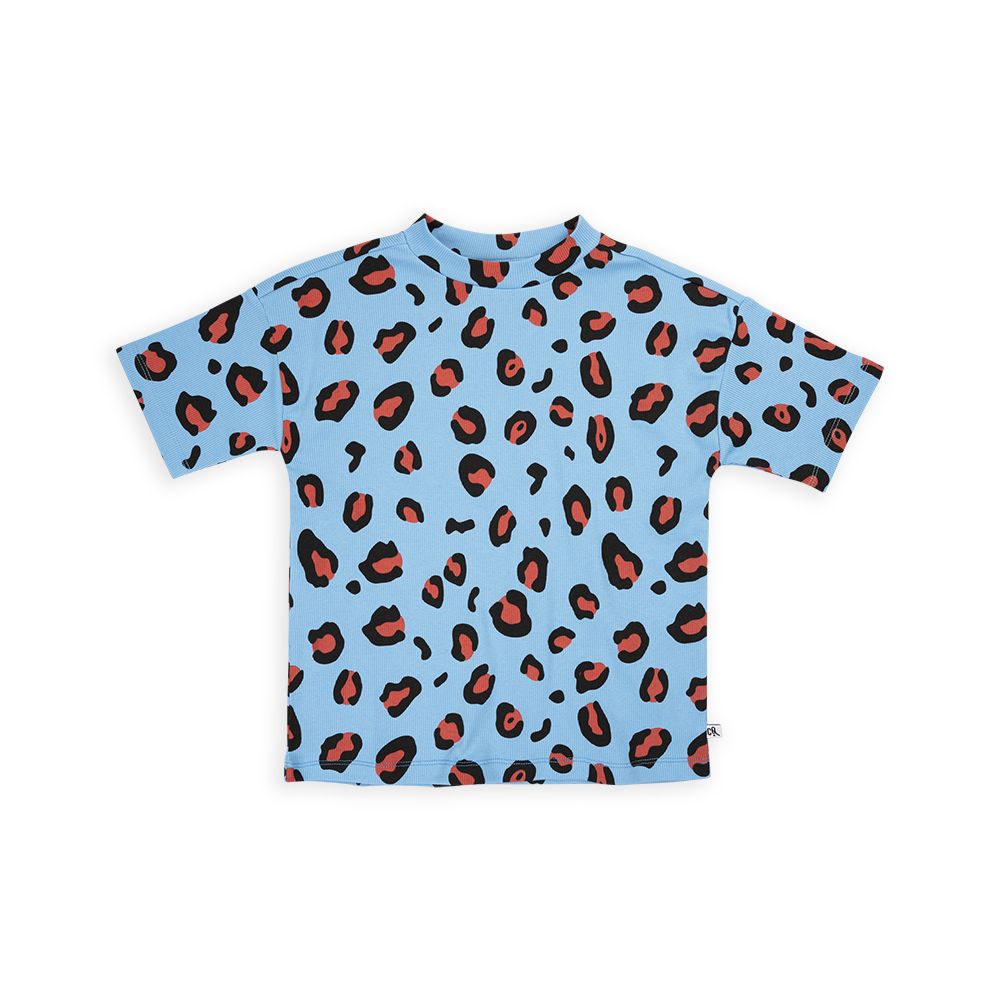 Leopard Print Oversized Rib Short Sleeve Shirt-CARLIJNQ-Modern Rascals