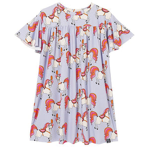 Lilac Horse Short Sleeve Chill Dress - 1 Left Size 2-4 years-KuKuKid-Modern Rascals