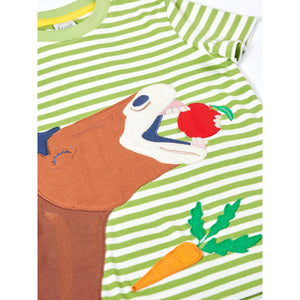 Lime Stripe/Horse Sid Appliqué T-Shirt-Frugi-Modern Rascals