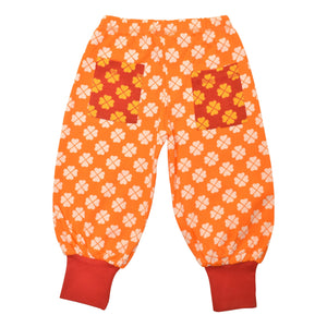 Limited Edition Clover - Vibrant Orange With Clover - Pompeian Red Contrast Pocket Baggy Pants-Duns Sweden-Modern Rascals