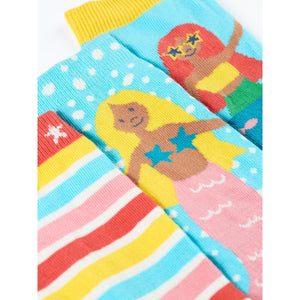 Mermaid Rock My Socks - 3 Pack - 2 Left Size 2-4 & 4-6 years-Frugi-Modern Rascals