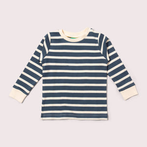 Midnight Blue Striped Long Sleeve T-Shirt - 1 Left Size 3-4 years-Little Green Radicals-Modern Rascals