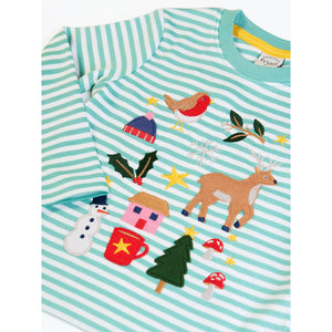 Moss Stripe/Winter Discovery Applique Top-Frugi-Modern Rascals